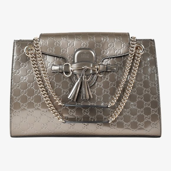 Gucci Shine Guccissima Large Emily Chain Shoulder Bag in Metallic Leather - Picture 1 of 11